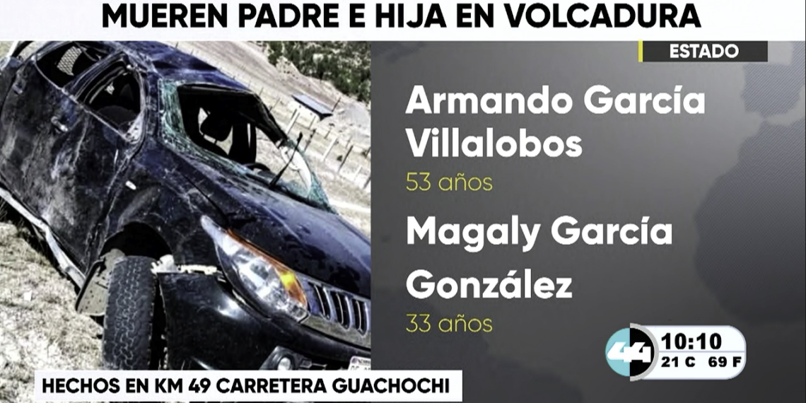 Muere padre e hija en volcadura