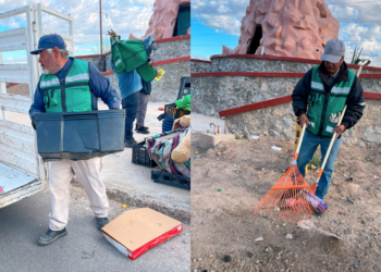 Limpian parque del bulevar Juan Pablo II tras acumulación de basura por reporte ciudadano