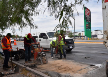 Obras Públicas pide precaución por trabajos de bacheo en el bulevar Juan Pablo II