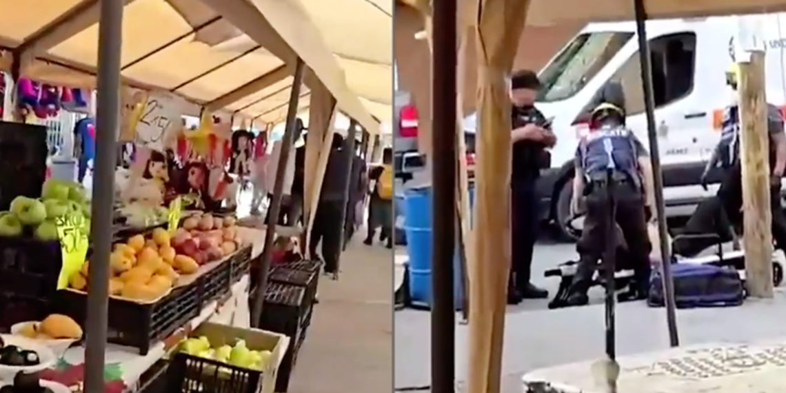 At.que a b.l.zos desata pánico en el centro; hombre herido corre entre puestos para salvar su vida