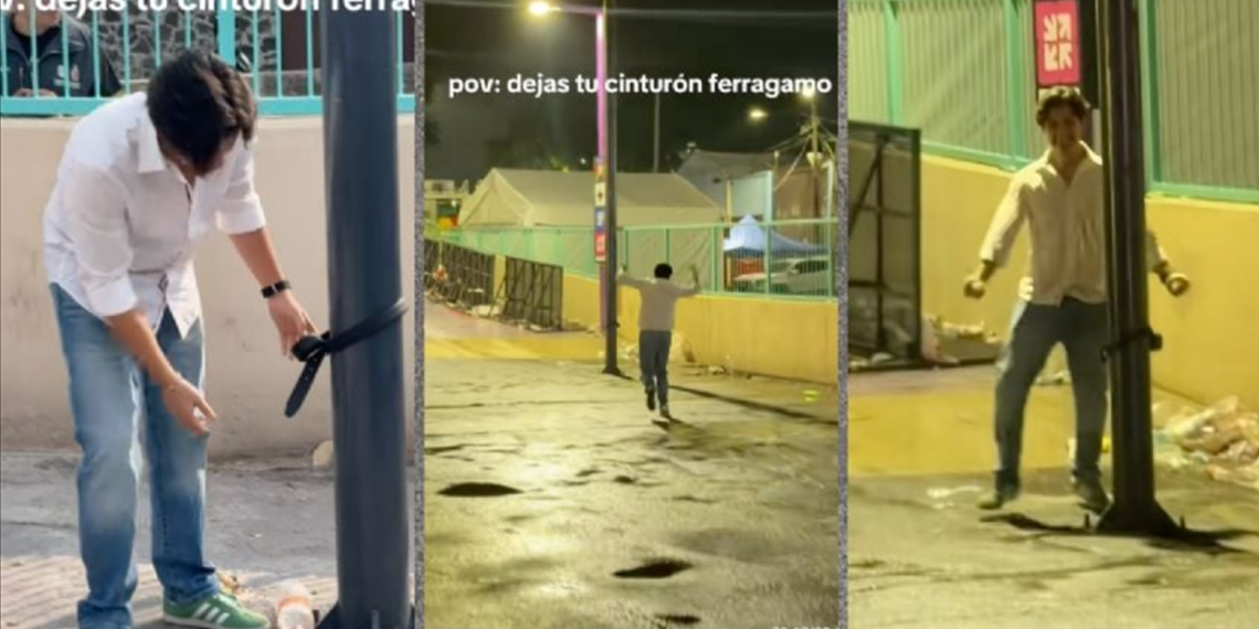 Deja cinturón de lujo amarrado a un poste y lo encuentra intacto tras partido