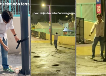 Deja cinturón de lujo amarrado a un poste y lo encuentra intacto tras partido