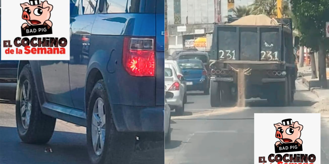 Señalan nuevos casos de contaminación vial en Juárez con “El Cochino de la Semana”
