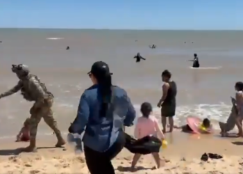 Marino evita trage.dia y rescata a dos adolescentes de ahogarse en playa de San Felipe, Baja California