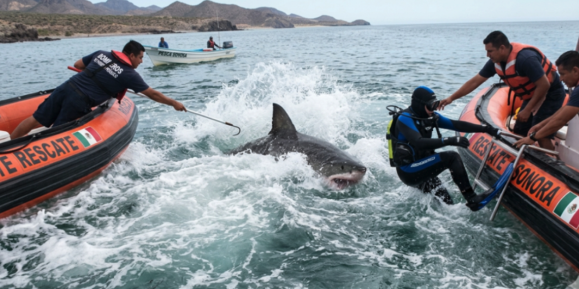 Ataque de tiburón deja a buzo herido en costas de Sonora