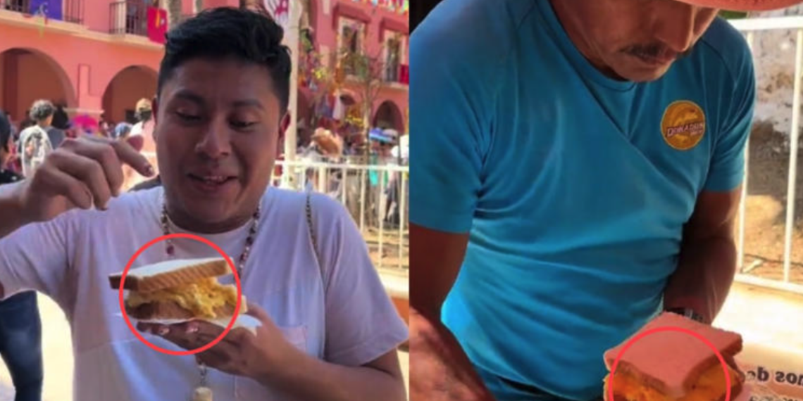 Hombre en Oaxaca se vuelve viral por vender sándwich de pan Bimbo con nieve