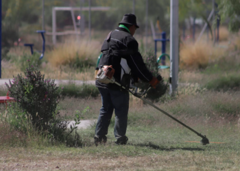 Realizan mantenimiento en parque de Jardines del Valle para mejorar espacios públicos en Ciudad Juárez