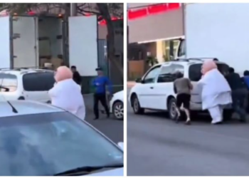 Botarga del Dr. Simi se vuelve viral tras ayudar a empujar camioneta en plena avenida