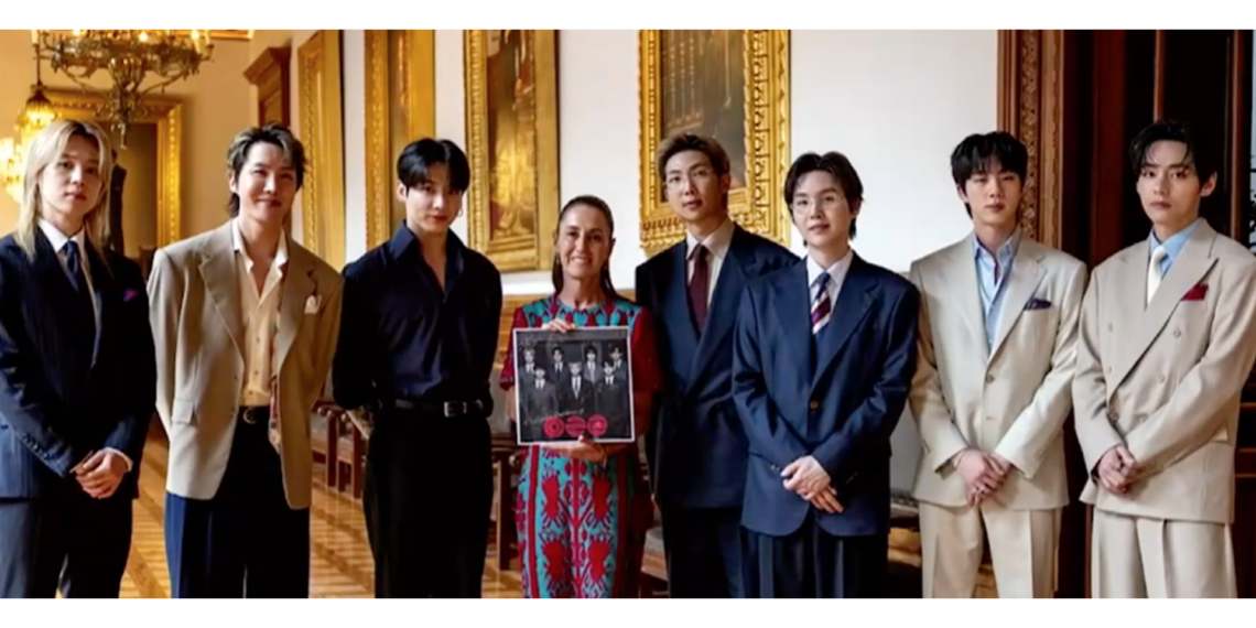 BTS causa euforia en el Zócalo tras visita a Claudia Sheinbaum en Palacio Nacional