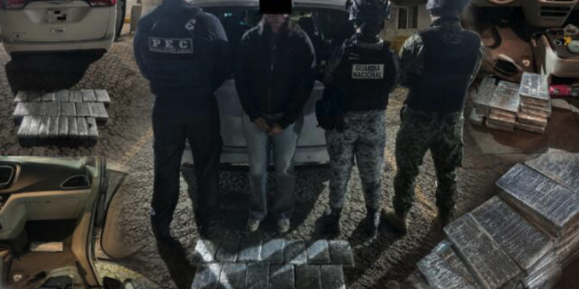 No traía cinturón y descubren más de 59 mil dosis de presunta cocaína ocultas en su vehículo en Guanajuato