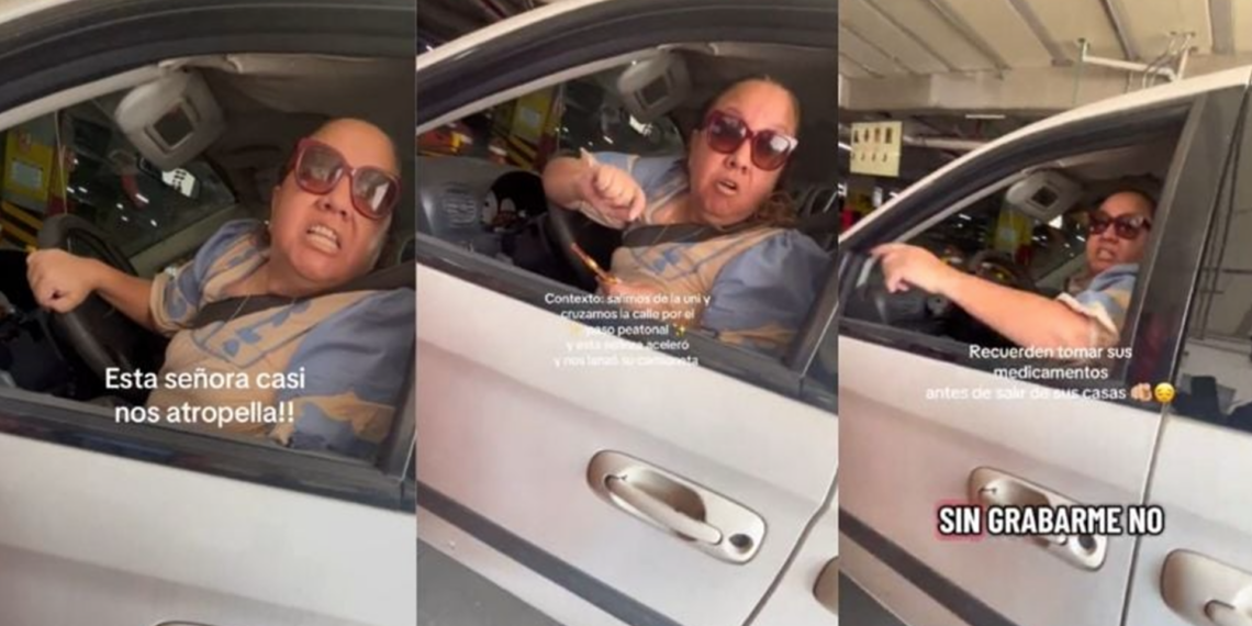 Conductora se vuelve viral como “Lady Tronchatoro” tras discutir con jóvenes por paso peatonal