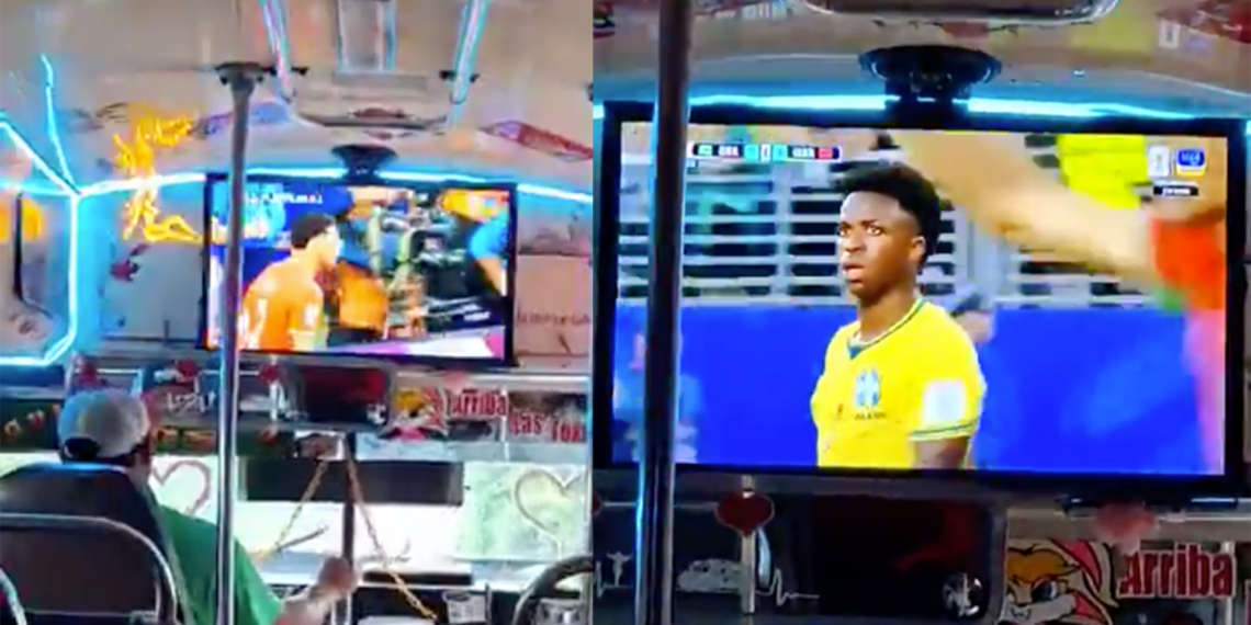 Chofer convierte microbús en sala de la fiesta futbolista y se vuelve viral en redes sociales