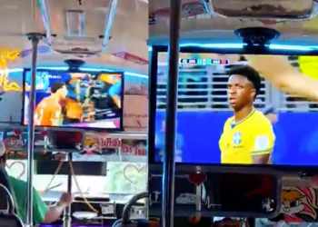 Chofer convierte microbús en sala de la fiesta futbolista y se vuelve viral en redes sociales