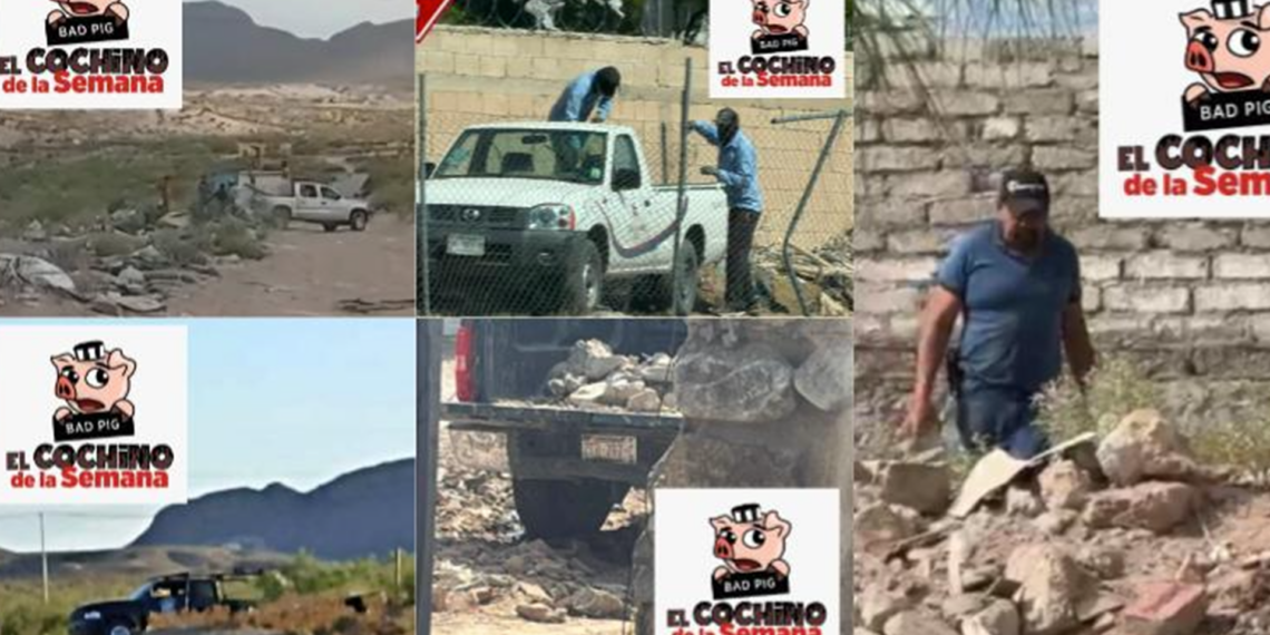 Exhiben al “Cochino del Mes” por tirar escombro e ignorar advertencias de autoridades
