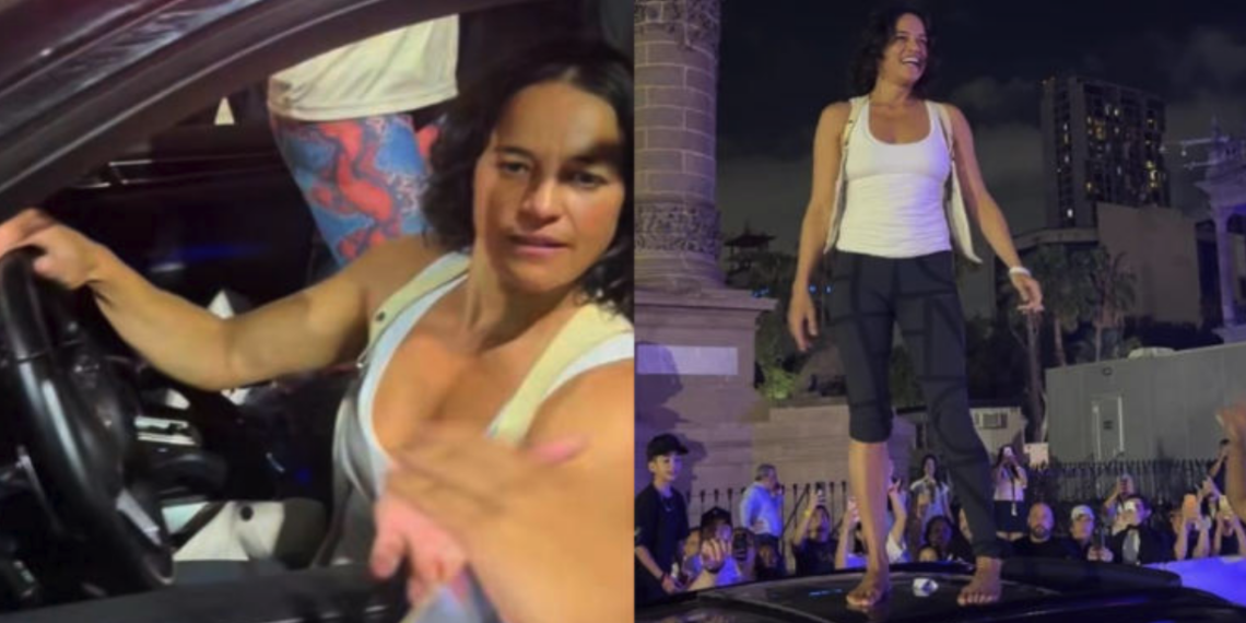 Michelle Rodríguez sorprende a fans en Monterrey durante el paso del Gumball 3000