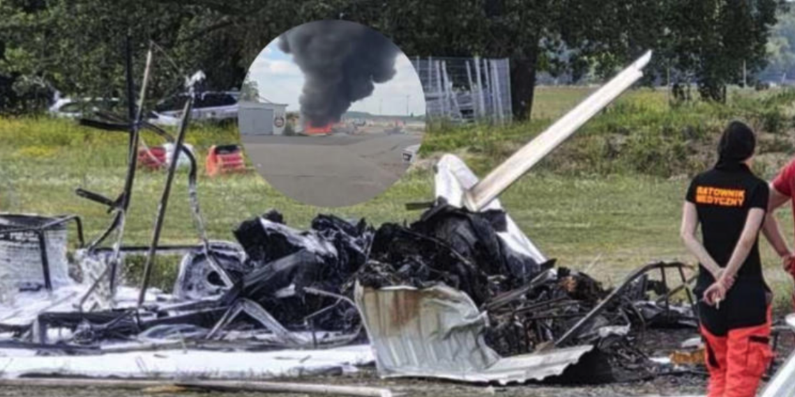 Avioneta se desploma cerca del aeropuerto de Varsovia; deja dos muertos y dos heridos