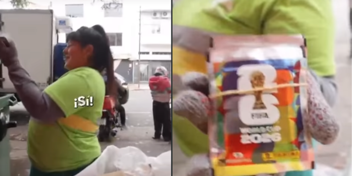 Halla 25 sobres del álbum del torneo internacional entre cartón reciclado y decide regalárselos a su hijo
