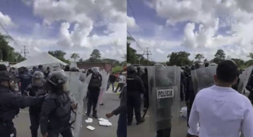 Desalojan con antimotines a manifestantes que exigían reparar carretera en Veracruz