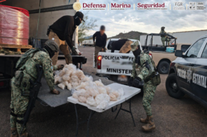 Aseguran 200 kilos de metan.fetamina ocultos en camión de paquetería en Sonora