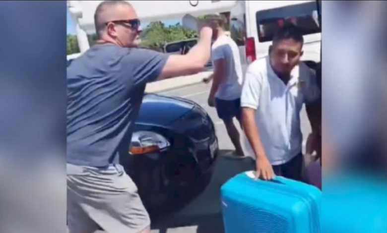 Turista agrede a chofer en aeropuerto de Cancún; trabajador responde tras ataque