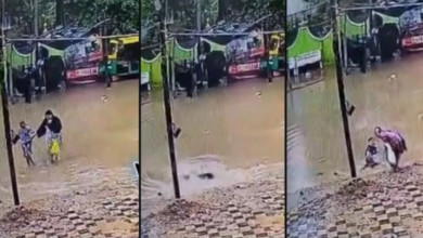 Abuela y nieta caen en excavación oculta por inundación en India
