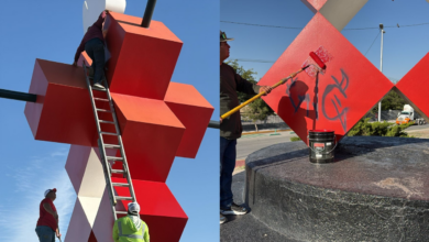 Limpia rehabilita monumentos de la Cruz Roja y a la Madre en Ciudad Juárez