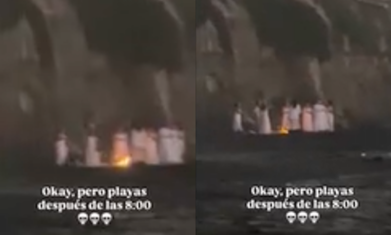 Video de mujeres vestidas de blanco alrededor de una fogata desata teorías sobre presunto ritual