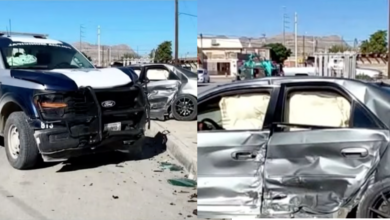 Patrulla de la SSPM y Cadillac protagonizan aparatoso choque en Tierra y Libertad