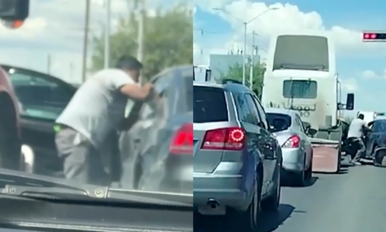 Automovilistas protagonizan pelea a golpes tras discusión vial en Juárez