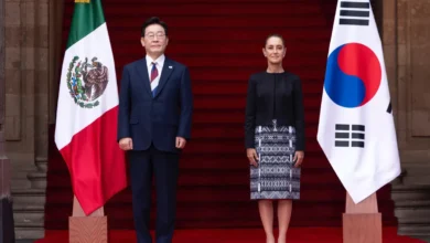 Claudia Sheinbaum recibe al presidente de Corea del Sur, Lee Jae-myung, en Palacio Nacional
