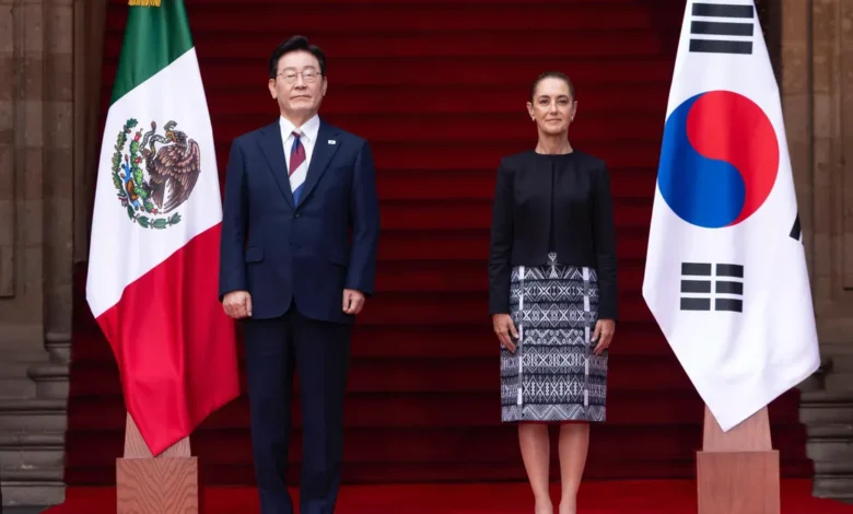 Claudia Sheinbaum recibe al presidente de Corea del Sur, Lee Jae-myung, en Palacio Nacional