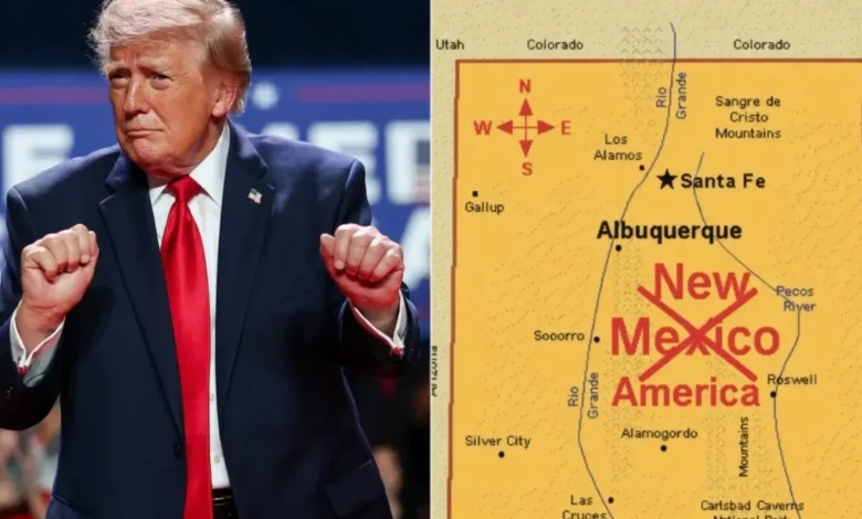 Mapa del estado de Nuevo México ante la propuesta de Donald Trump para llamarlo Nueva América