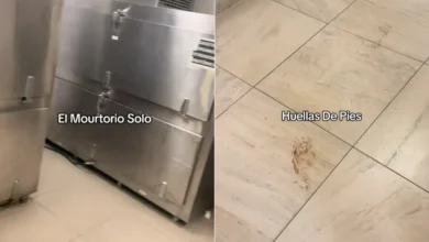 Pasillo donde fueron captadas presuntas huellas de pies con lodo en el IMSS 36 de Pachuca
