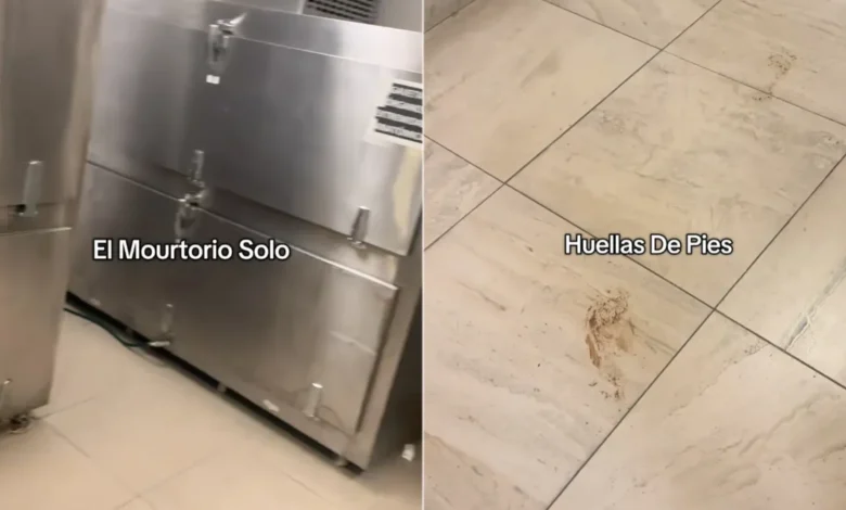 Pasillo donde fueron captadas presuntas huellas de pies con lodo en el IMSS 36 de Pachuca