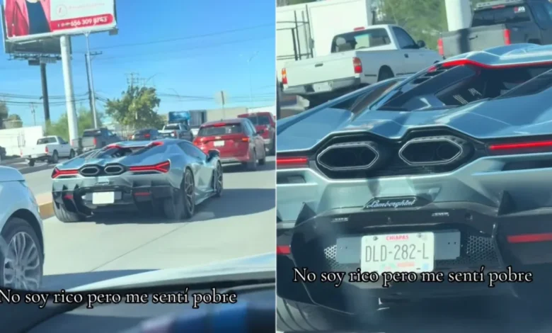 Lamborghini Revuelto con placas de Chiapas circulando por calles de Ciudad Juárez