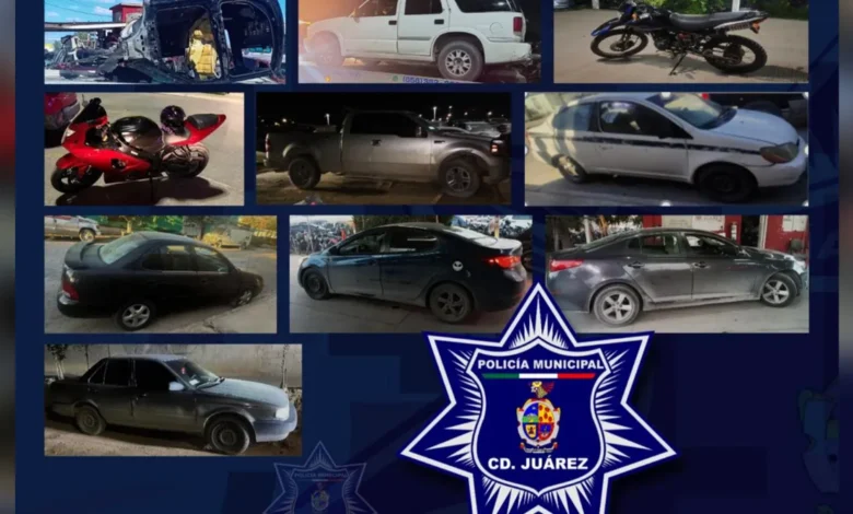 Vehículos con reporte de robo recuperados por la Policía Municipal en Ciudad Juárez