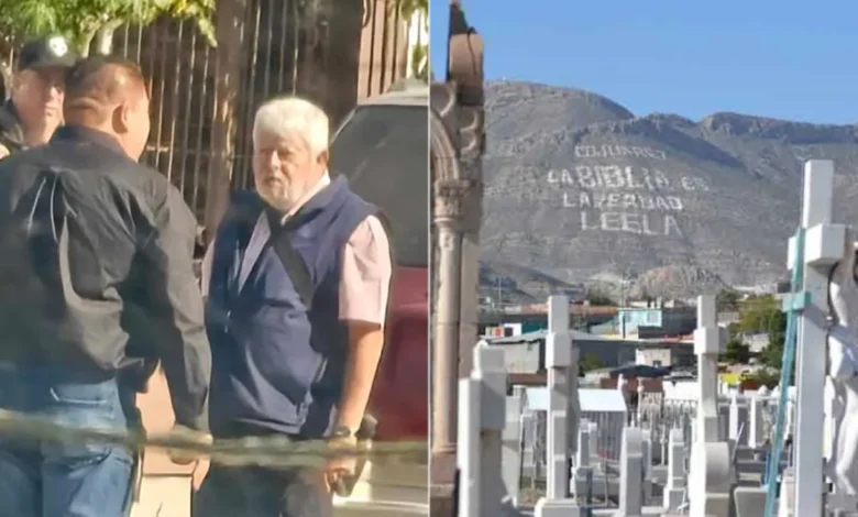 Jaime Maussan durante una visita al panteón Tepeyac de Ciudad Juárez