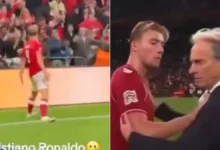 Rasmus Højlund durante el partido entre Dinamarca y Portugal en Copenhague