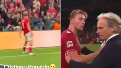 Rasmus Højlund durante el partido entre Dinamarca y Portugal en Copenhague