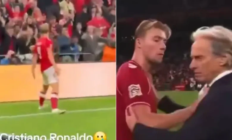 Rasmus Højlund durante el partido entre Dinamarca y Portugal en Copenhague
