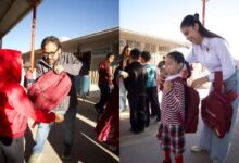 Entrega de mochilas y útiles escolares a estudiantes de la colonia Los Alcaldes en Ciudad Juárez