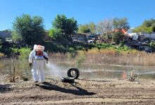 Personal municipal realiza labores de nebulización contra mosquitos en Anapra y Pánfilo Natera