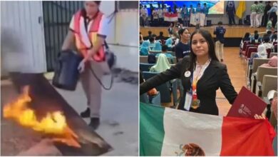 Ángela Karime Hernández con su proyecto de extintor acústico Vortex Tech
