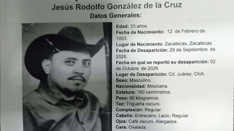 Jesús Rodolfo González de la Cruz, reportado como desaparecido en Ciudad Juárez