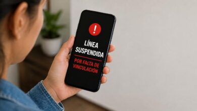 Teléfono celular con una línea terminada en el número 4 que requiere registro