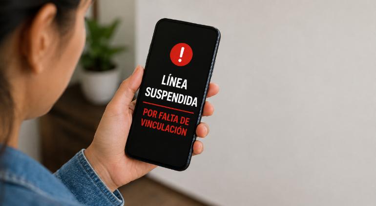 Teléfono celular con una línea terminada en el número 4 que requiere registro