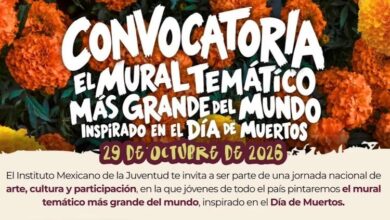 Mural inspirado en el Día de Muertos durante una jornada nacional de participación juvenil