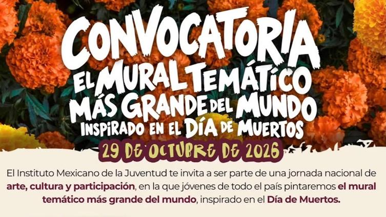 Mural inspirado en el Día de Muertos durante una jornada nacional de participación juvenil